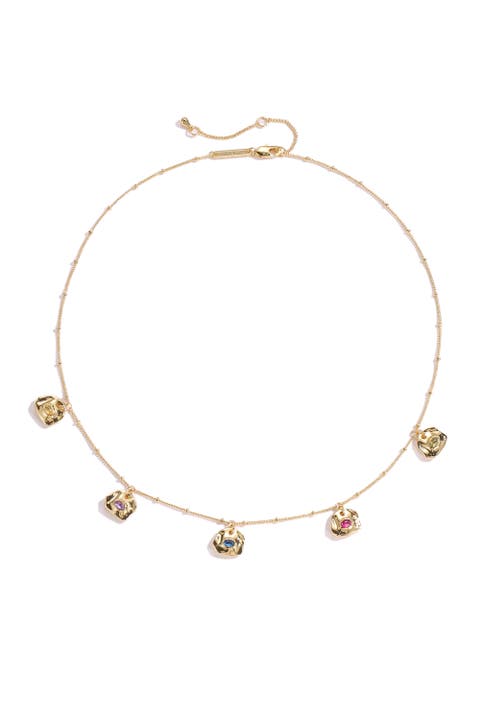 Iris Colored Cubic Zirconia Charms Necklace