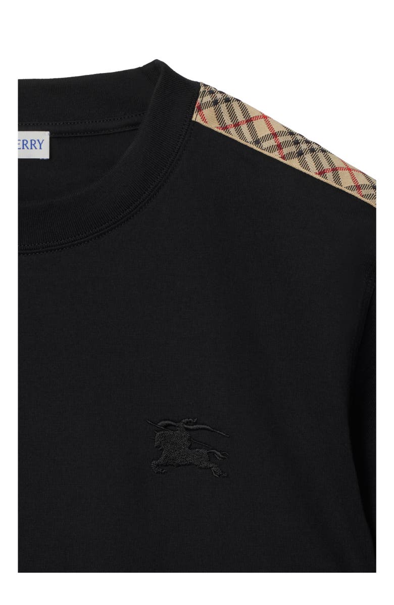 Burberry Check Trim Cotton T-shirt, Alternate, color, Black