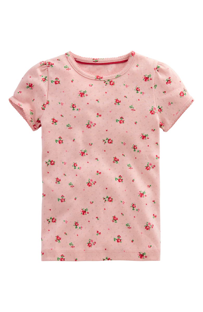 Mini Boden Kids' Rose Print Pointelle Cotton T-Shirt, Main, color, 