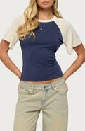 EDIKTED Fraise Contrast Back Tie Raglan T-Shirt