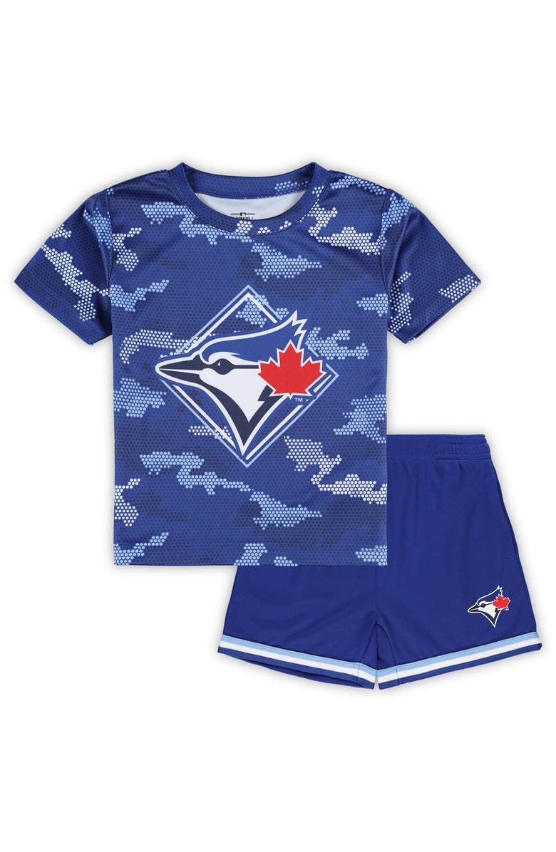 Outerstuff Toddler Fanatics Branded Royal Toronto Blue Jays Field Ball T-Shirt & Shorts Set, Alternate, color, 