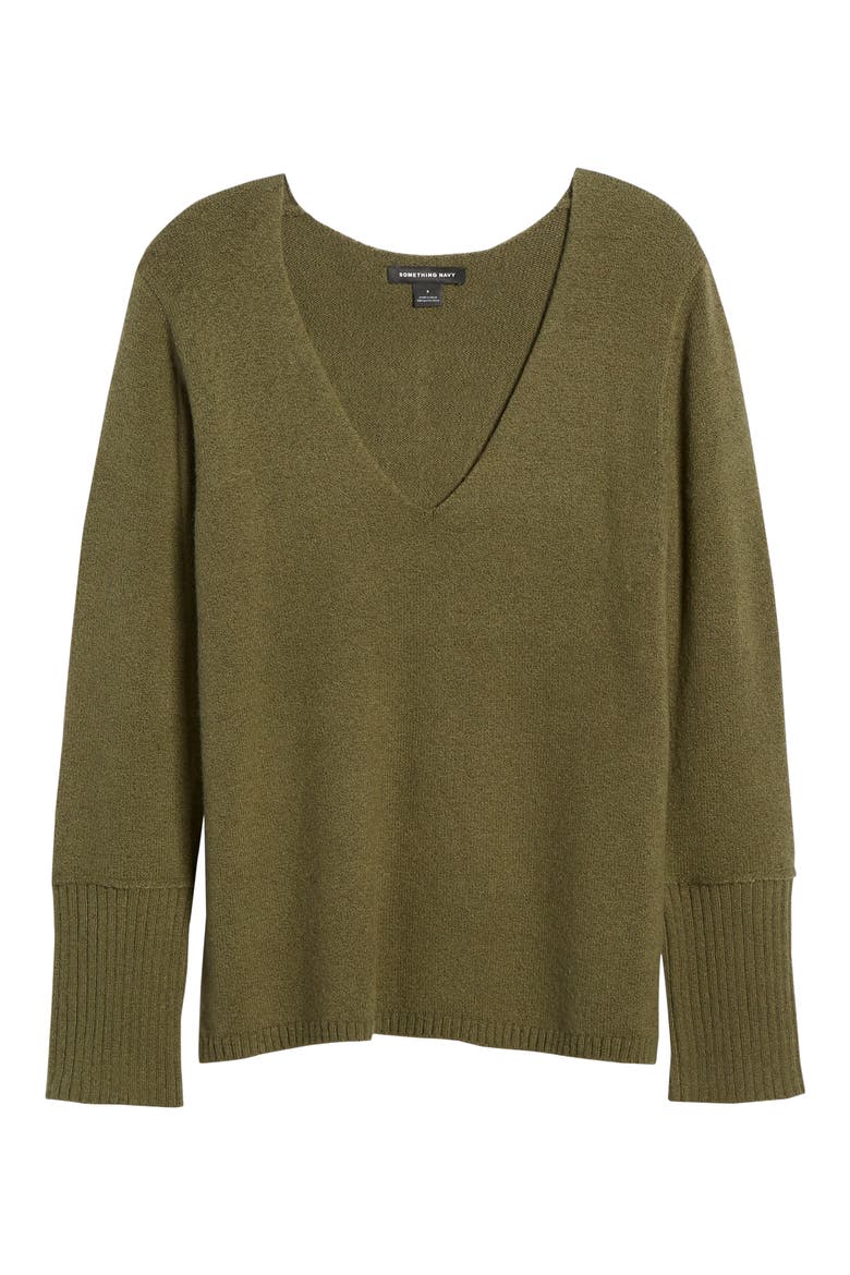 V-Neck Sweater (Nordstrom Exclusive), Alternate, color, OLIVE SARMA