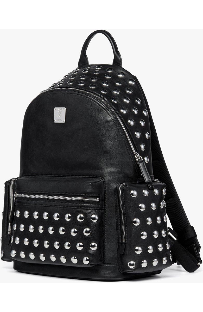 MCM Medium Stark Backpack in Galactic Gala Lamb Leather, Alternate, color, Black