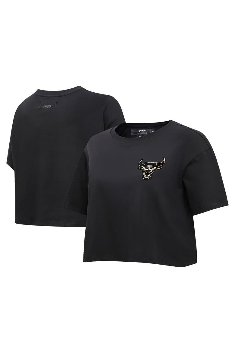 Women's Pro Standard Black Chicago Bulls Holiday Glam Boxy T-Shirt, Alternate, color, Black