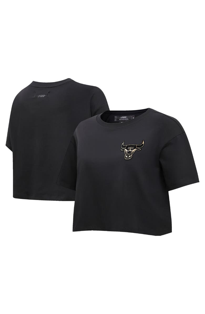 PRO STANDARD Women's Pro Standard Black Chicago Bulls Holiday Glam Boxy T-Shirt, Alternate, color, Black