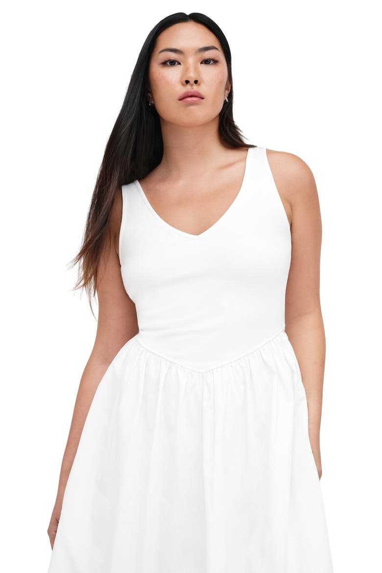 Emmy Mixed Media Midi Dress, Alternate, color, OFF WHITE