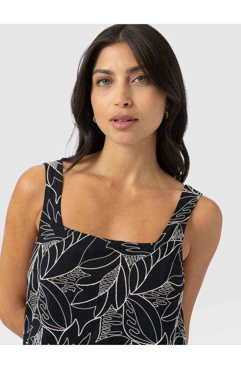 Saint + Sofia Corinne Cami Dress, Alternate, color, Black Embroidered