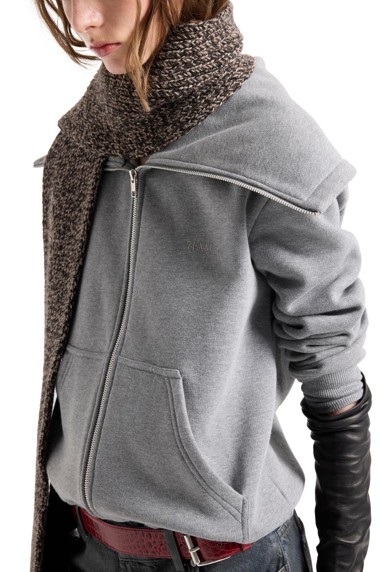High Neck Zip Sweatshirt, Alternate, color, COTTON ASH