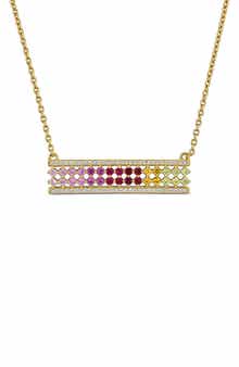 DELMAR Rainbow Lab-Grown Semiprecious Stone Bar Pendant Necklace