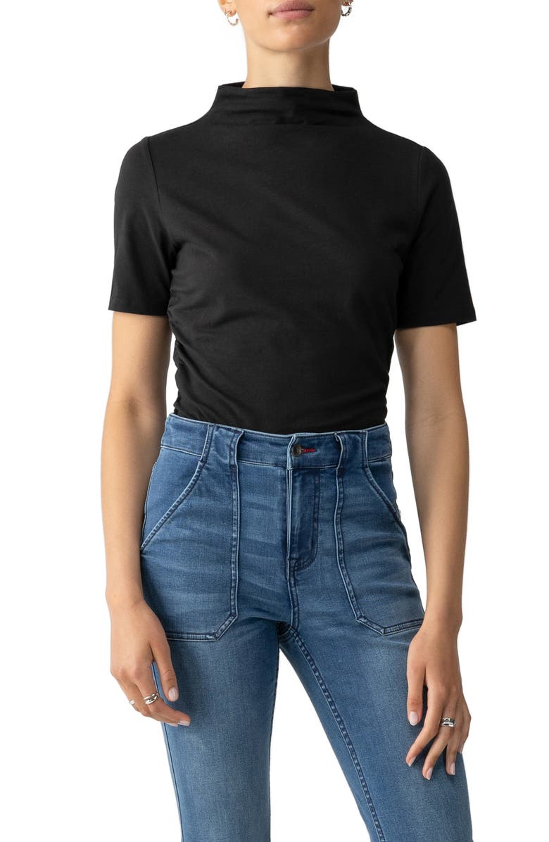 Sanctuary Less Is More Mock Neck Cotton T-Shirt, Main, color,