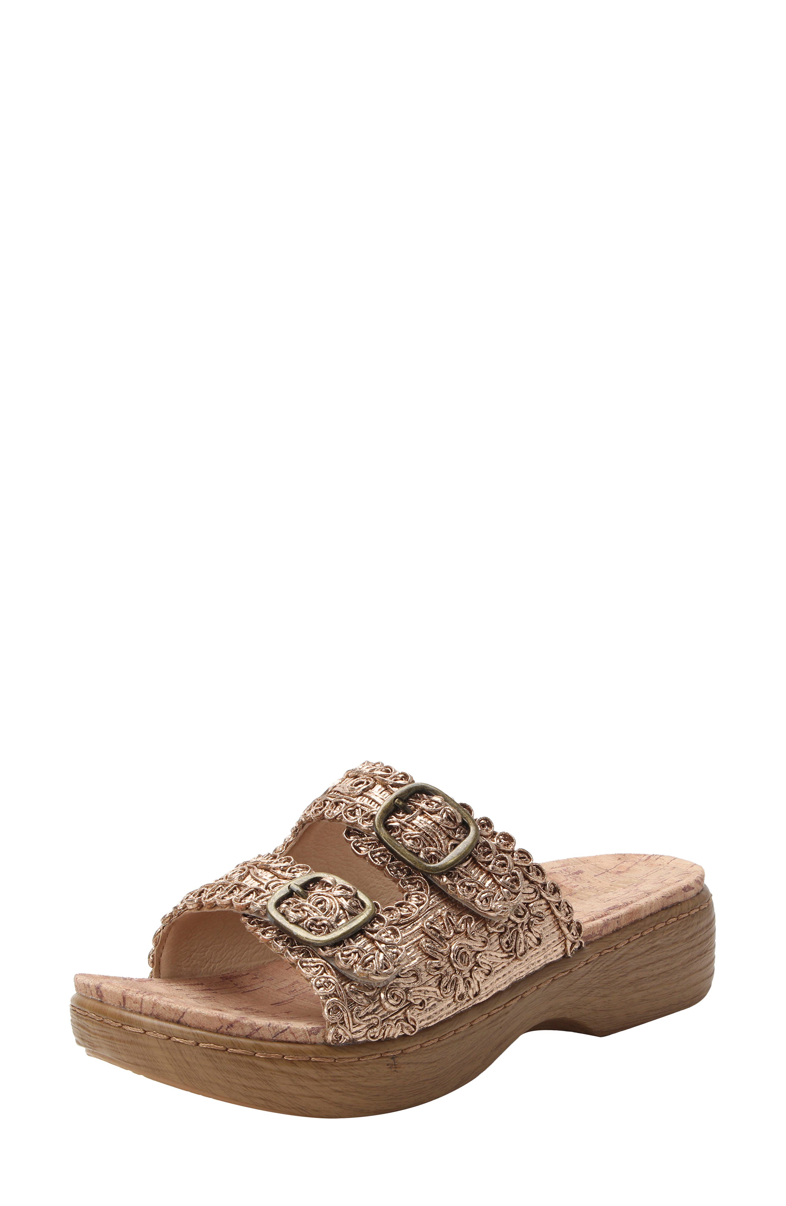 Oona Platform Slide Sandal, Alternate, color, FANCY GOLD