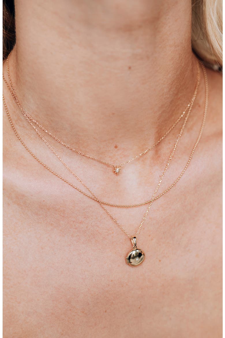 Aztec North Star Mini Locket 14K Gold & Diamond Pendant Necklace, Alternate, color, YELLOW GOLD