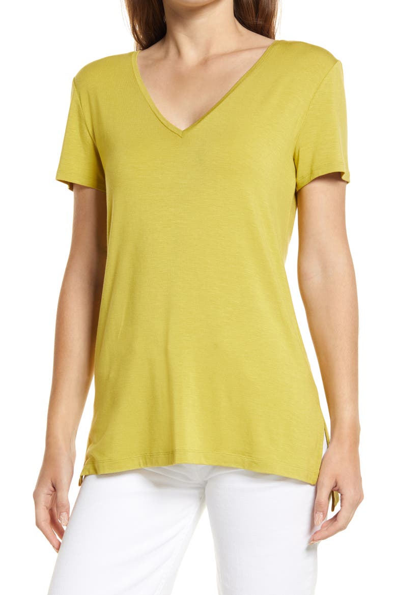 V-Neck Tunic T-Shirt, Main, color, OLIVE OASIS
