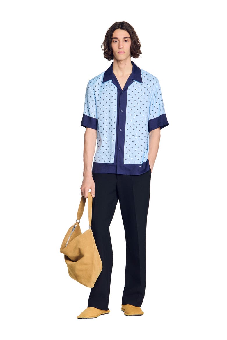 Micro cross motif shirt, Alternate, color, Sky blue