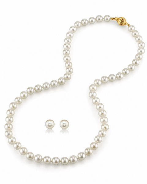 6.5-7.0mm Hanadama Pearl Necklace and Earring Set