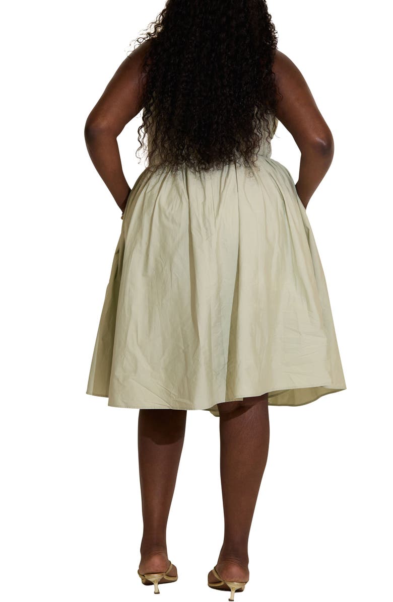 Taideux Camille Fuller Bust Cotton Midi Corset Dress, Alternate, color, Sage