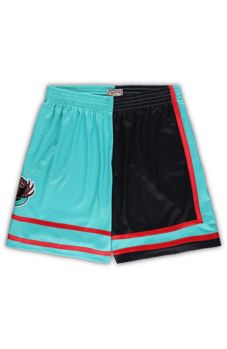Mitchell & Ness Men's Mitchell & Ness Black/Turquoise Memphis Grizzlies Big & Tall Hardwood Classics Split Swingman Shorts, Main, color, Black