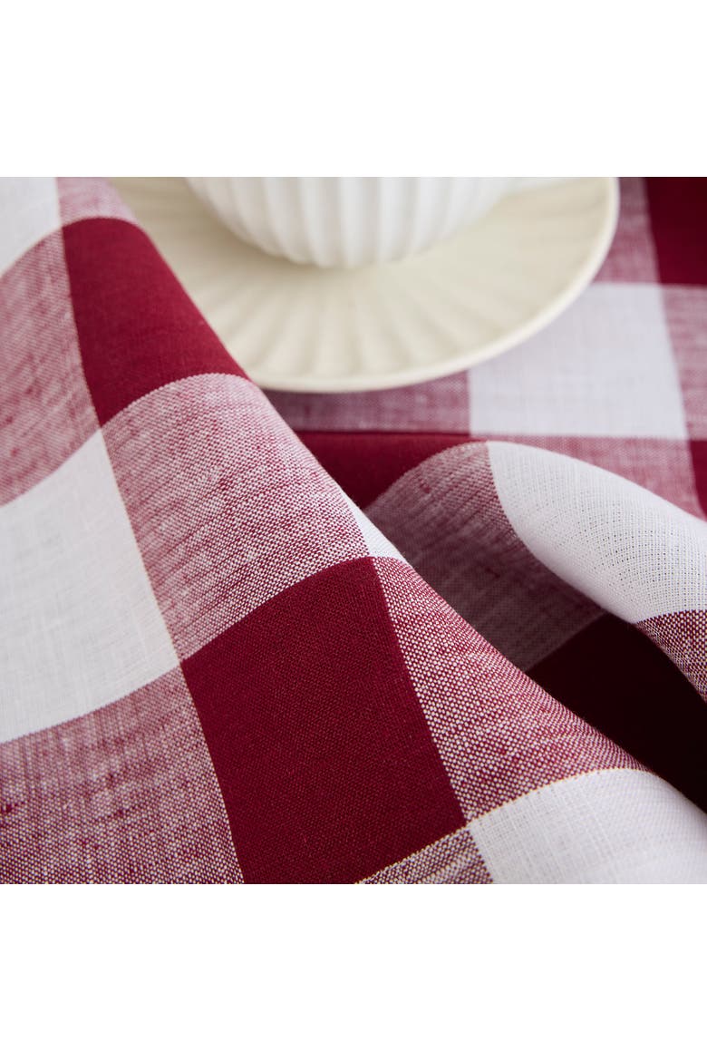 Linen Tablecloth - Buffalo Check, Alternate, color, Burgundy and White