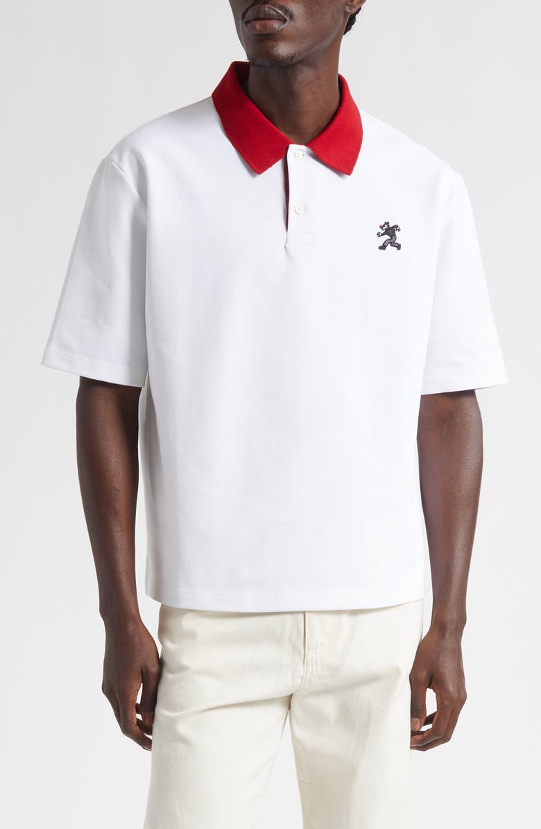 Marni Cotton Blend Piqué Polo, Main, color, 00W01 Lily White