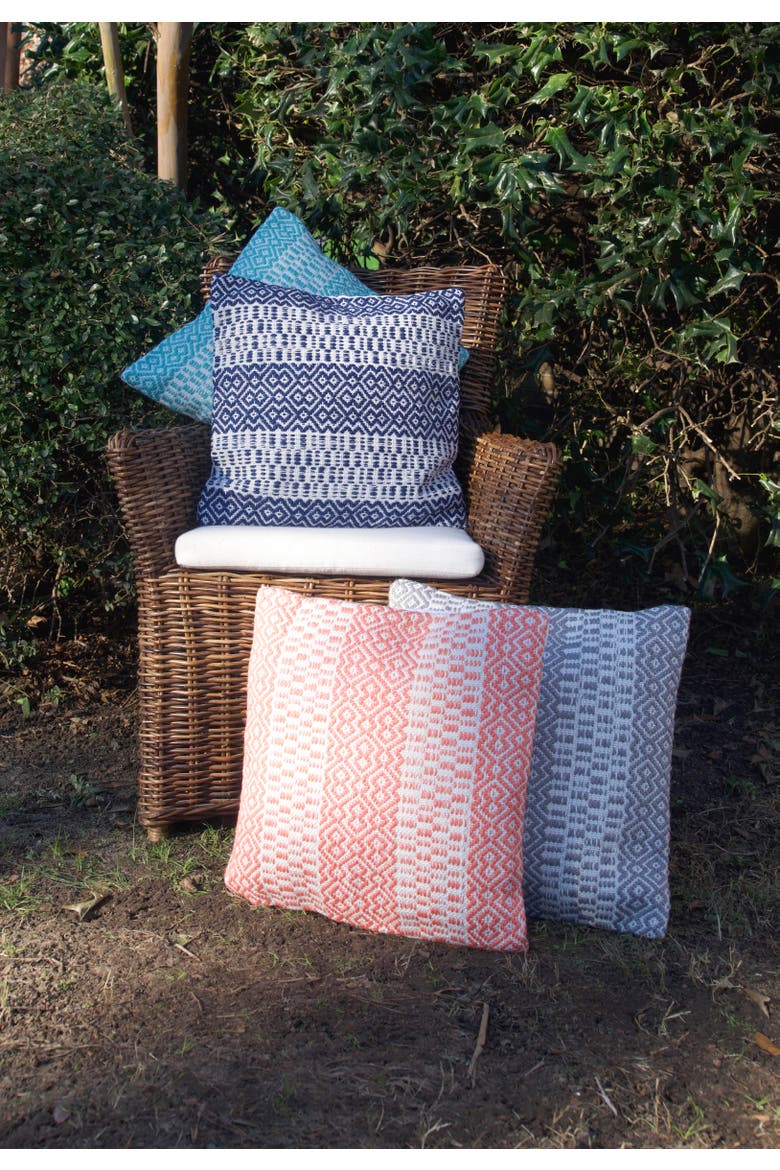 Pim Diamond Stripe Outdoor Throw Pillow, 18" x 18", Alternate, color, Blue