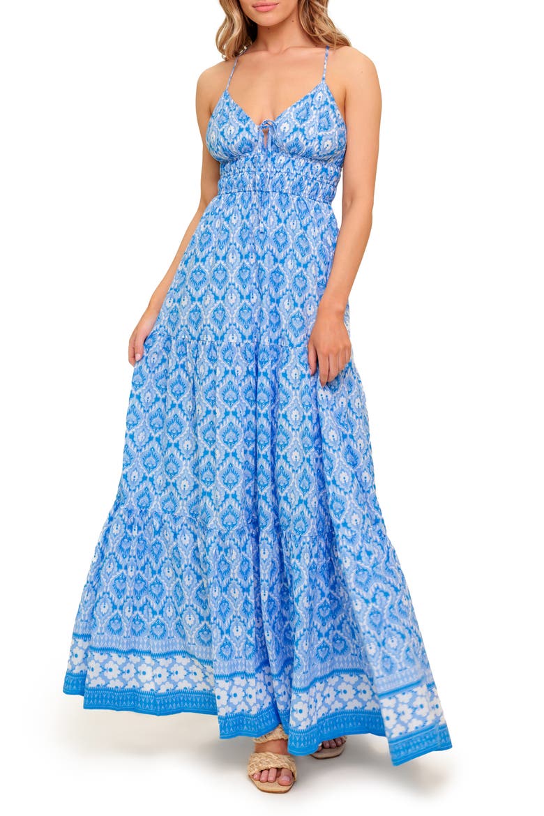Print Maxi Dress, Main, color, BLUE