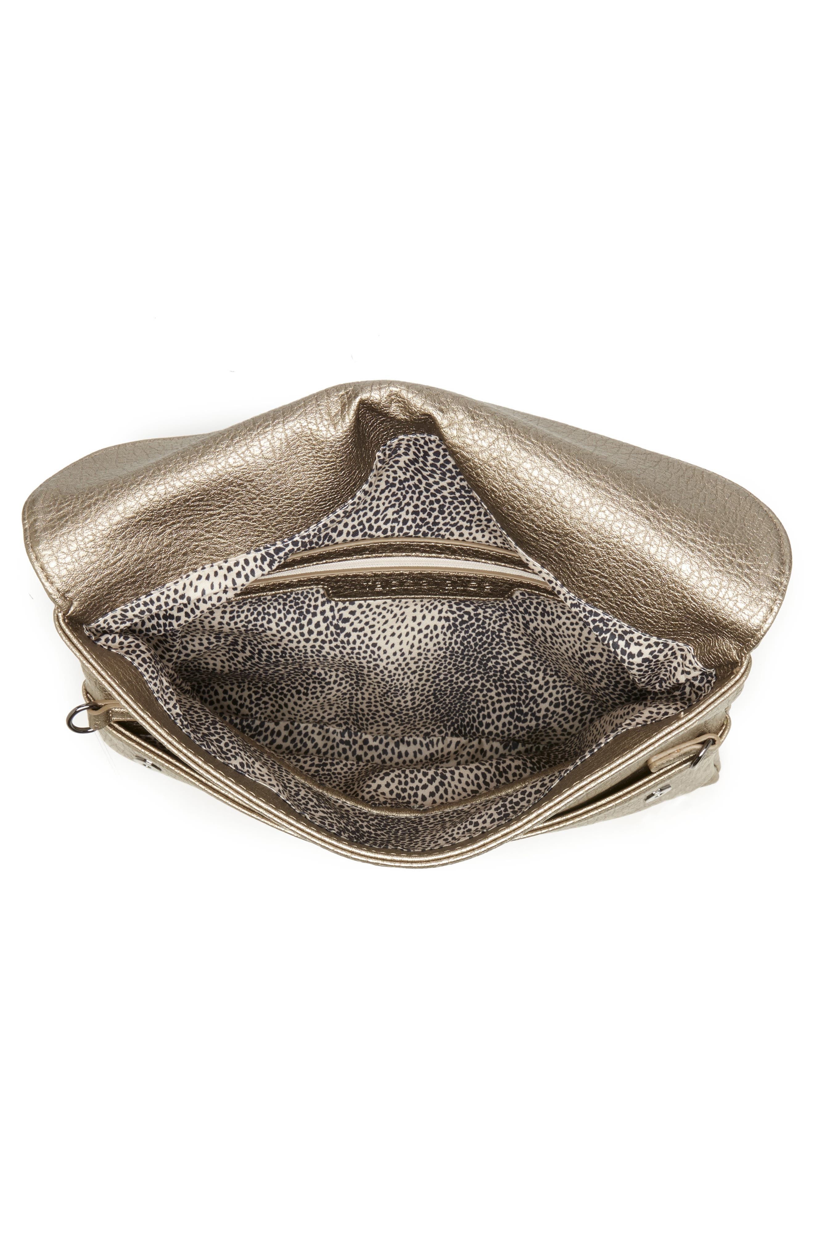 Sole Society Yotam Metallic Faux Leather Clutch, Alternate, color, 