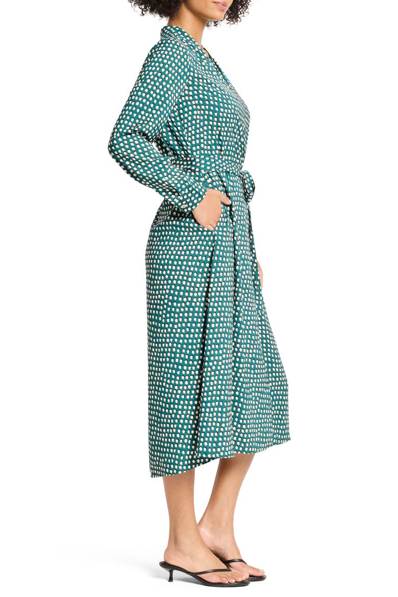Olivia Shadow Dot Long Sleeve Faux Wrap Dress, Alternate, color, GREEN MULTI