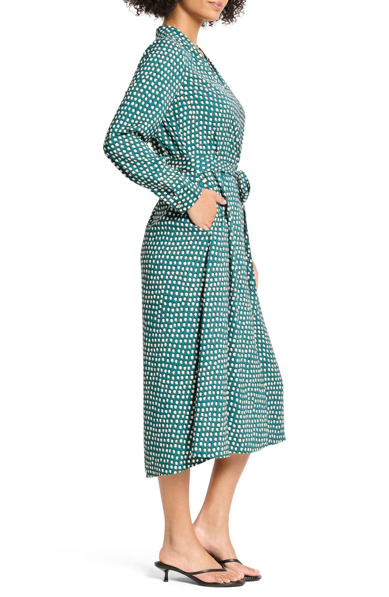 NIC+ZOE Olivia Shadow Dot Long Sleeve Faux Wrap Dress, Alternate, color, Green Multi