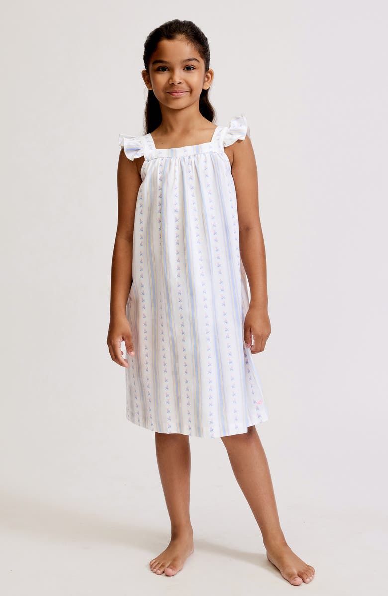 Petite Plume Clara Cottage Stripe Nightgown, Main, color, White