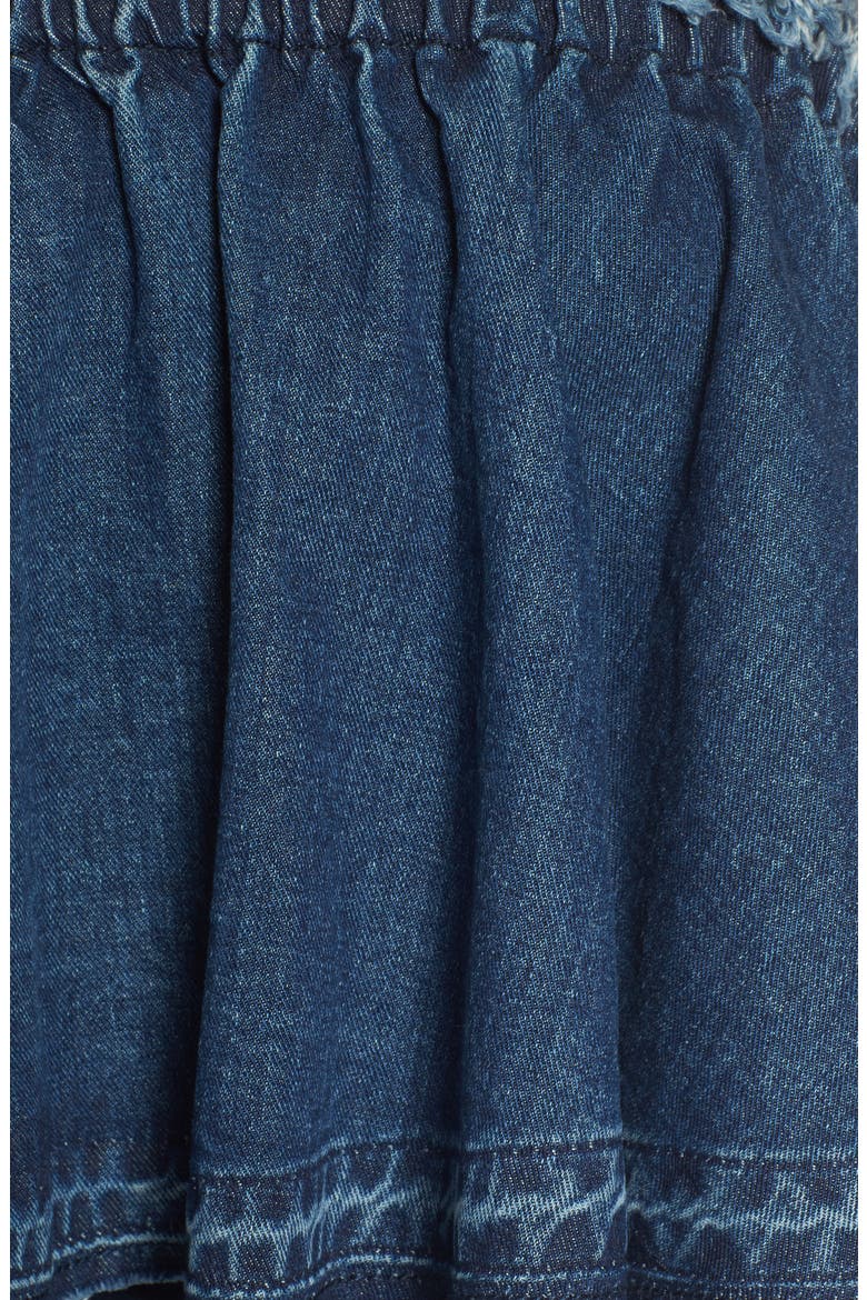 Ruffle Strapless Denim Top, Alternate, color, BLUE