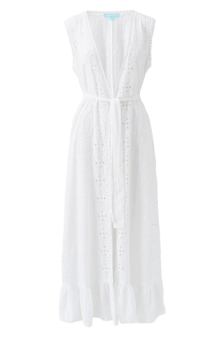 Marta Eyelet Cotton Maxi Cover-Up Dress, Alternate, color, WHITE