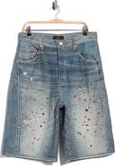 PURPLE BRAND Cyanine Jewel Embellished Long Denim Shorts