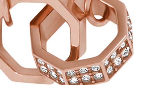 Emporio Armani Octagon Link Cubic Zirconia Charm Necklace In Copper