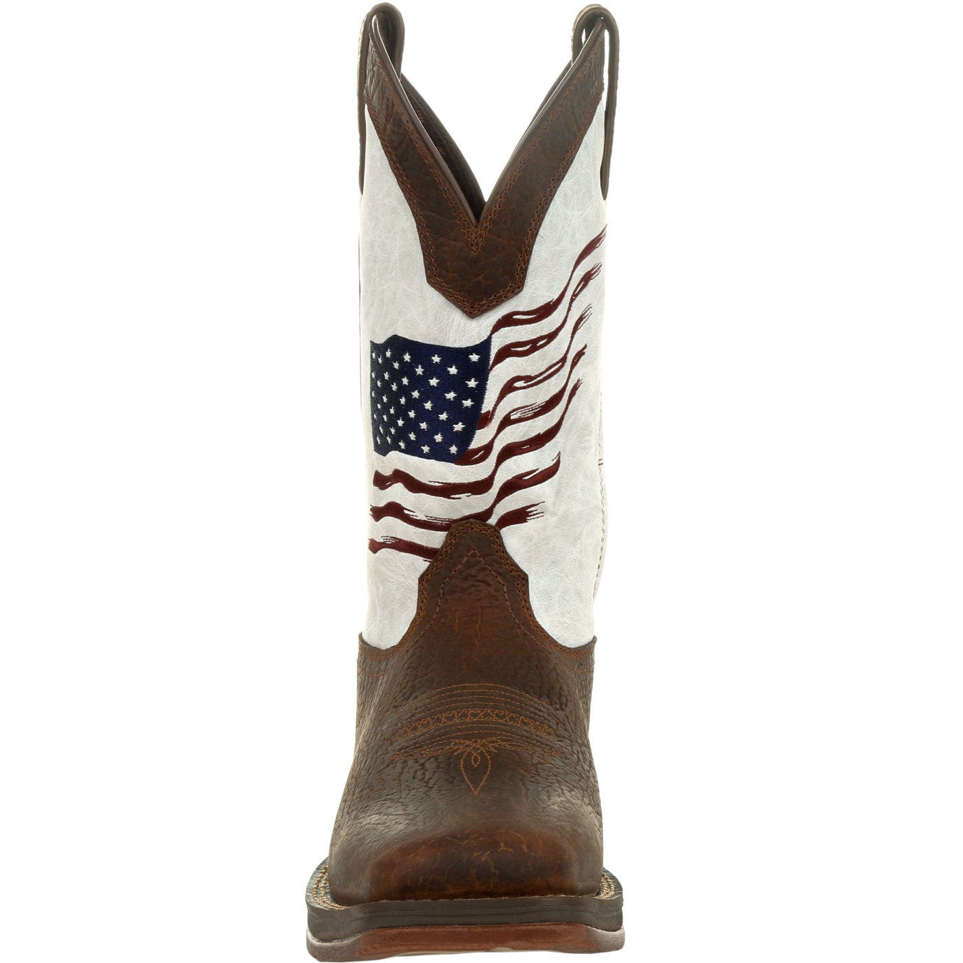 DURANGO Distressed Flag Embroidery Western Boot, Alternate, color, Bay Brown And White