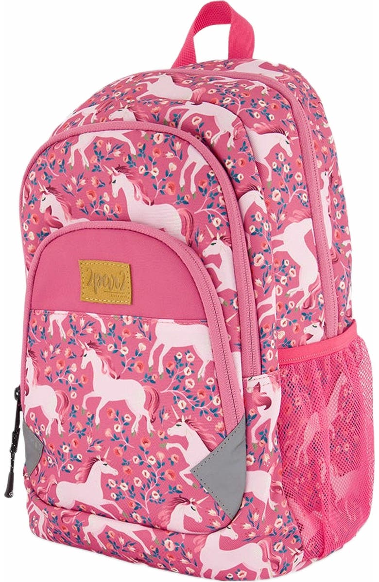 Deux par Deux Little Girl's Toddler Backpack Pink Printed Unicorn, Alternate, color,