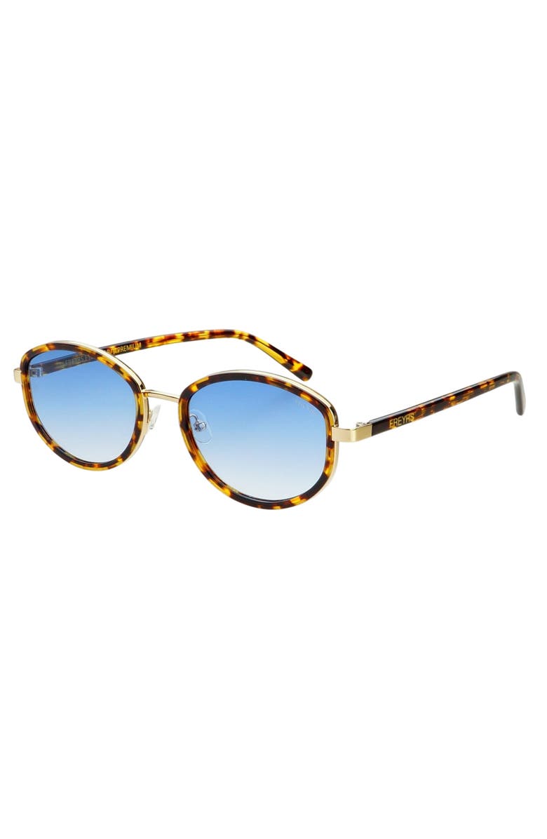 FREYRS Eyewear Jordan Oval Sunglasses, Alternate, color, Yellow Tortoise / Blue