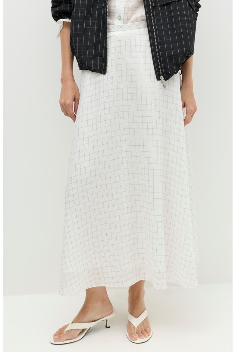 Checked Midi Skirt, Alternate, color, DARK PETROL/ IVORY