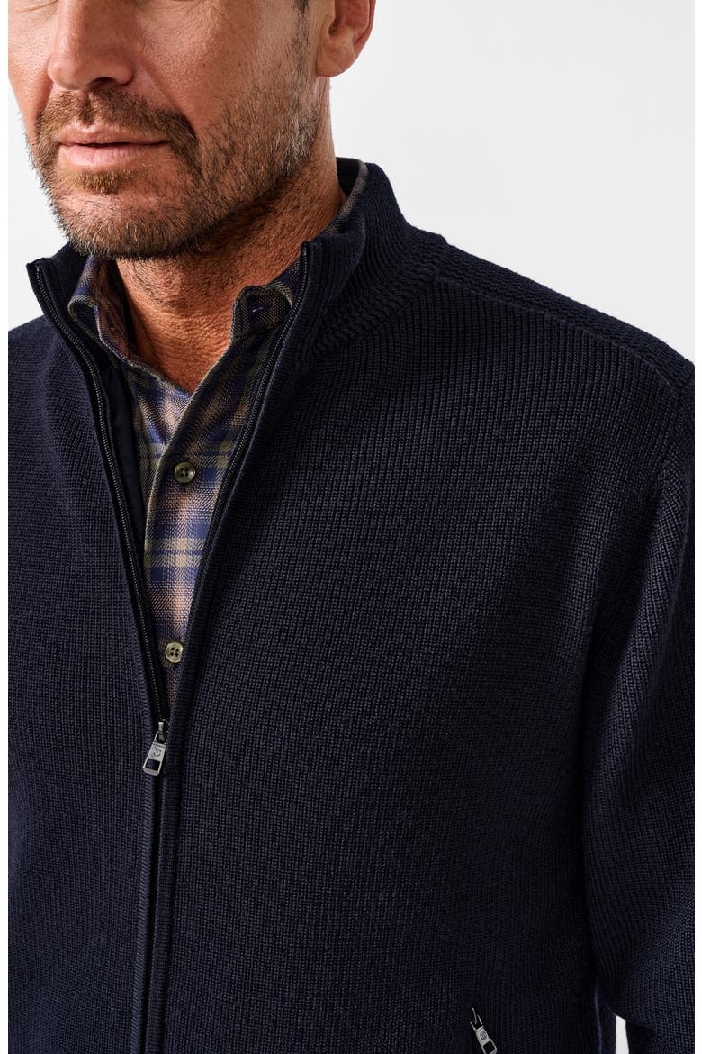 Merino Wool Full Zip Sweater, Alternate, color, NAVY