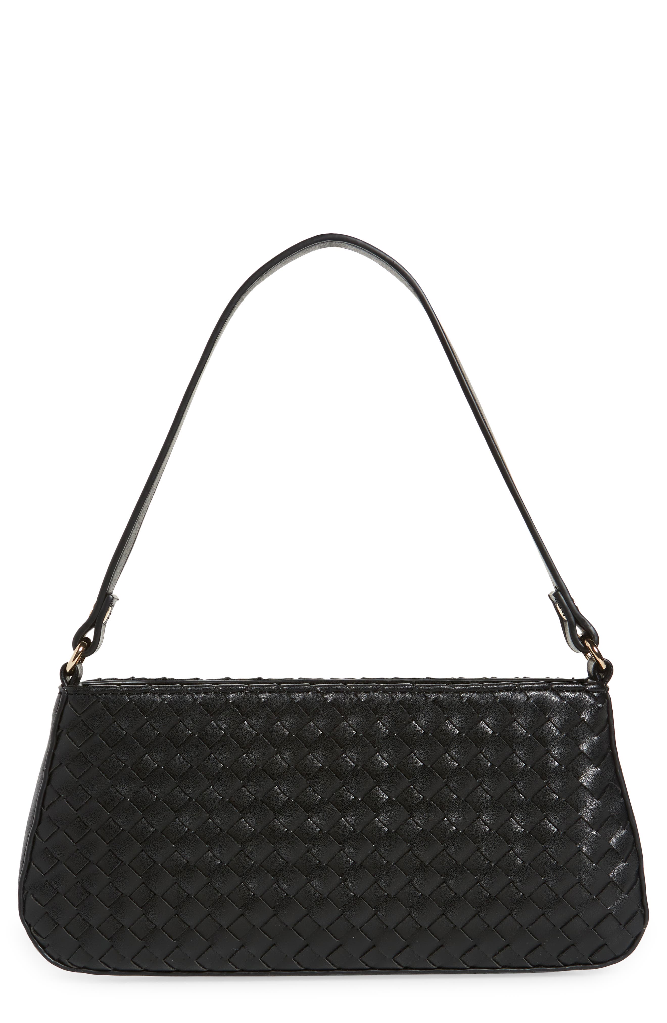 Mali + Lili Woven Vegan Leather Baguette Shoulder Bag, Main, color, 