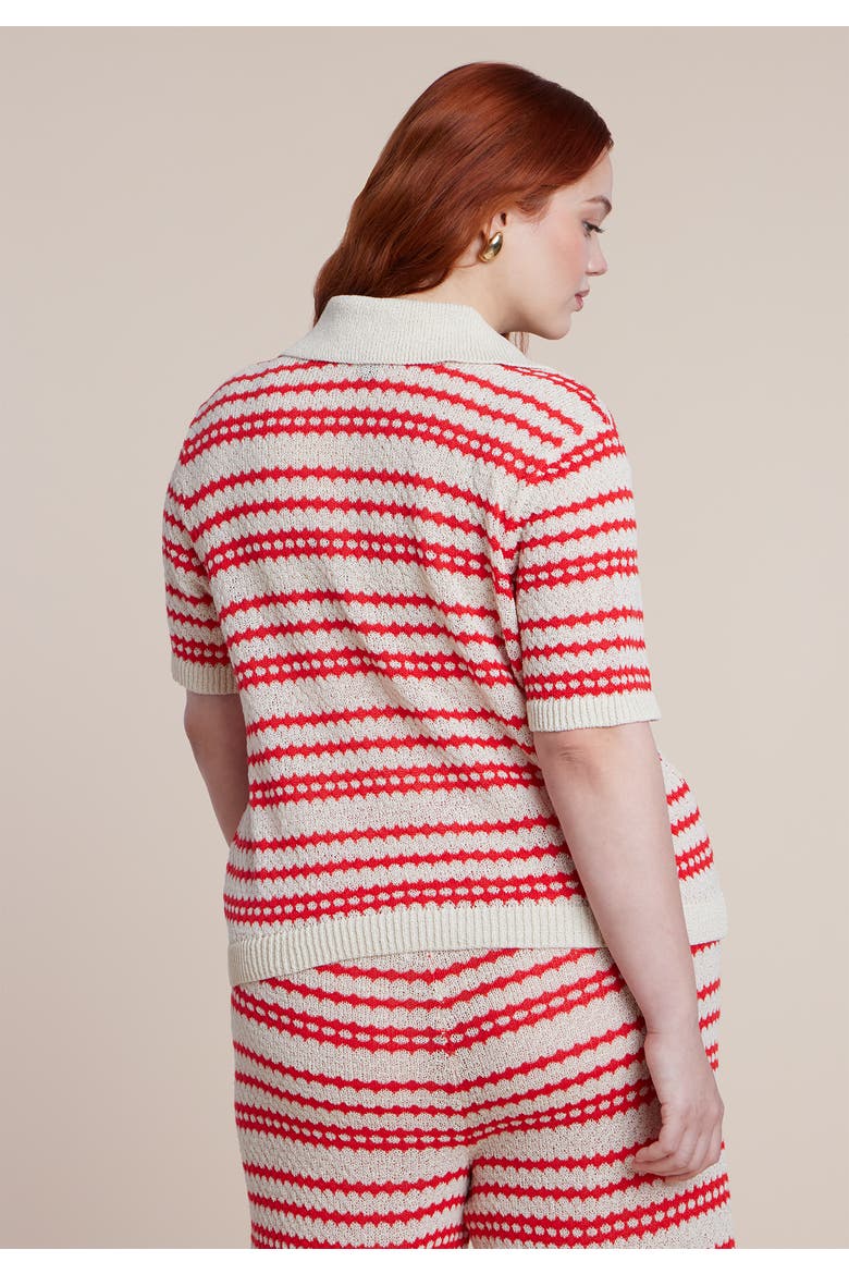 Pointelle Stripe Boxy Sweater Top, Alternate, color, BERRY STRIPE