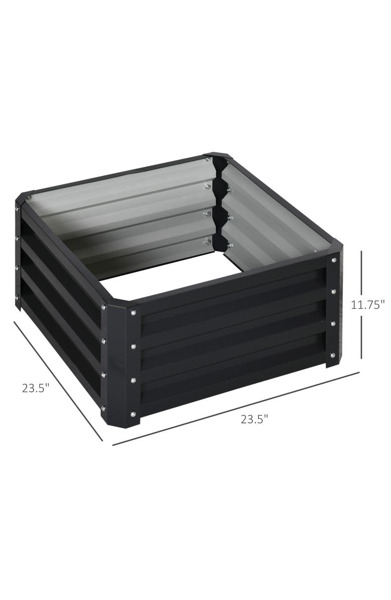 Outsunny Raised,Metal for Growing Vegetables, Flowers, Herbs, Succulents Garden Bed, Alternate, color, Grey