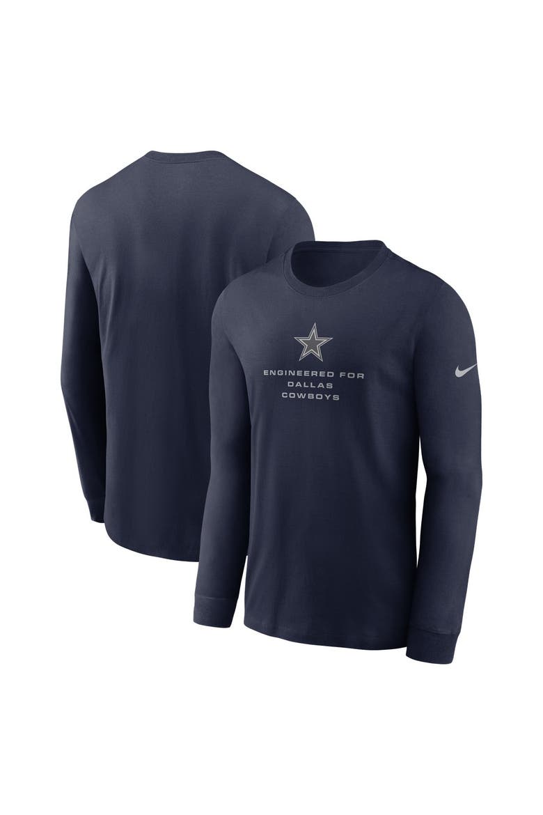 Men's Nike Navy Dallas Cowboys Sideline Bold Arch Star Dri-FIT Long Sleeve T-Shirt, Main, color, Navy
