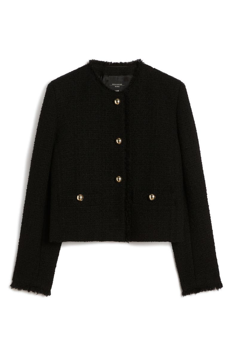 Weekend Max Mara Agami Wool Blend Tweed Jacket, Alternate, color, Black