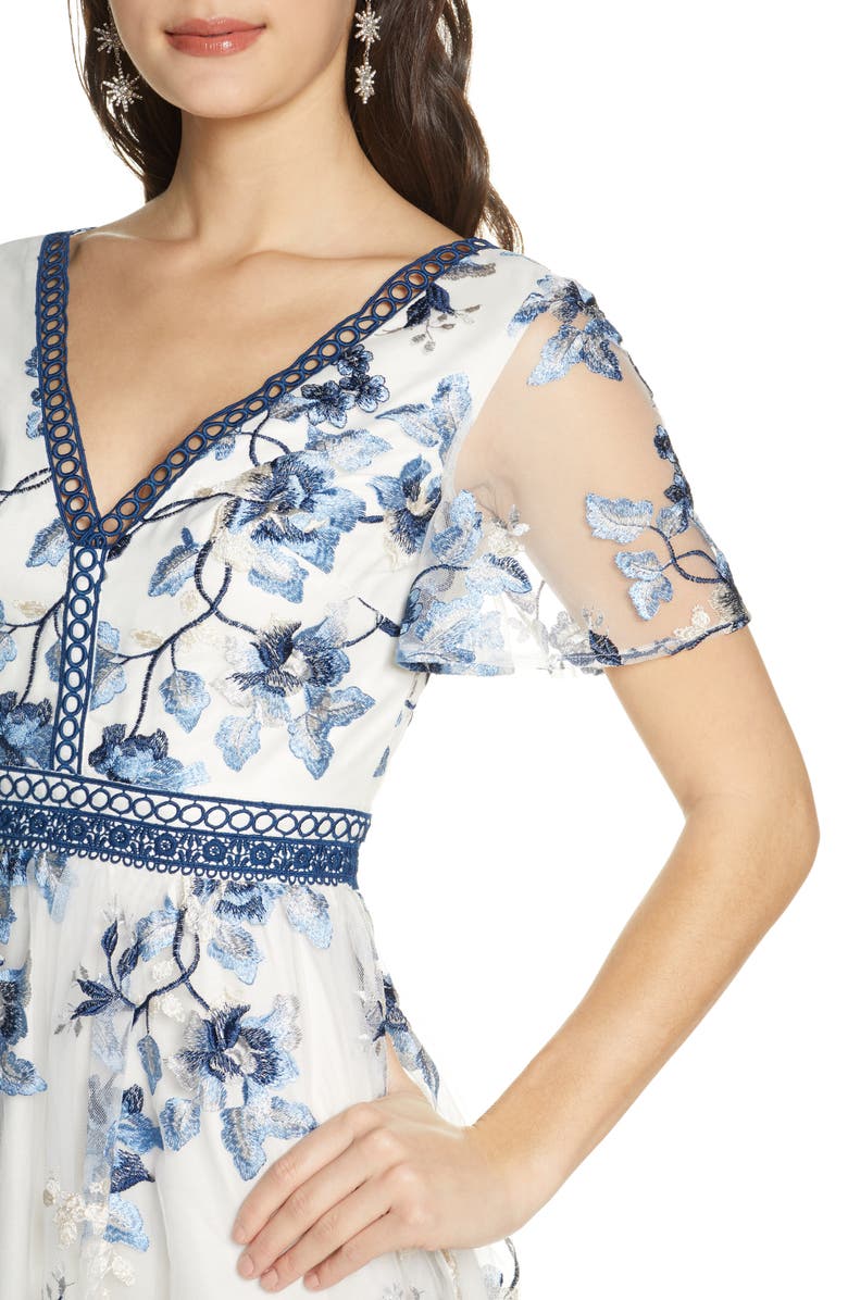 Chi Chi London Ashlee Embroidered Mesh Cocktail Dress, Alternate, color,