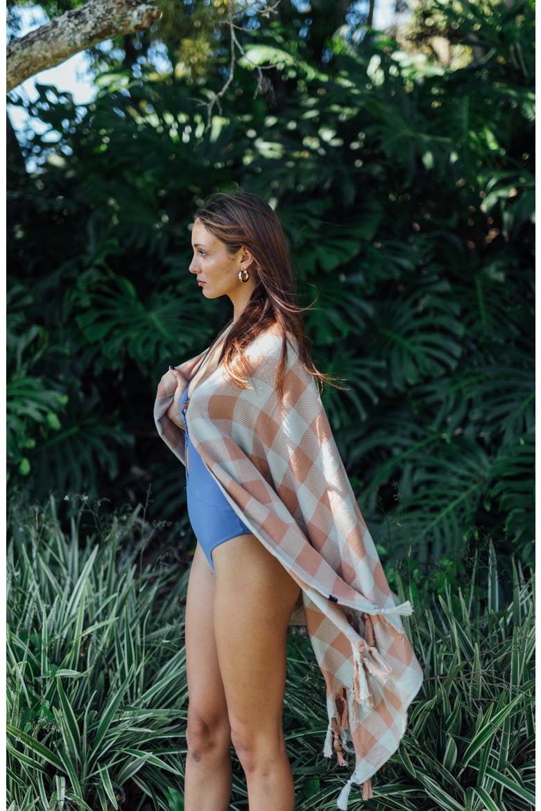 Ravello Gingham Turkish Cotton Towel, Alternate, color, TAN