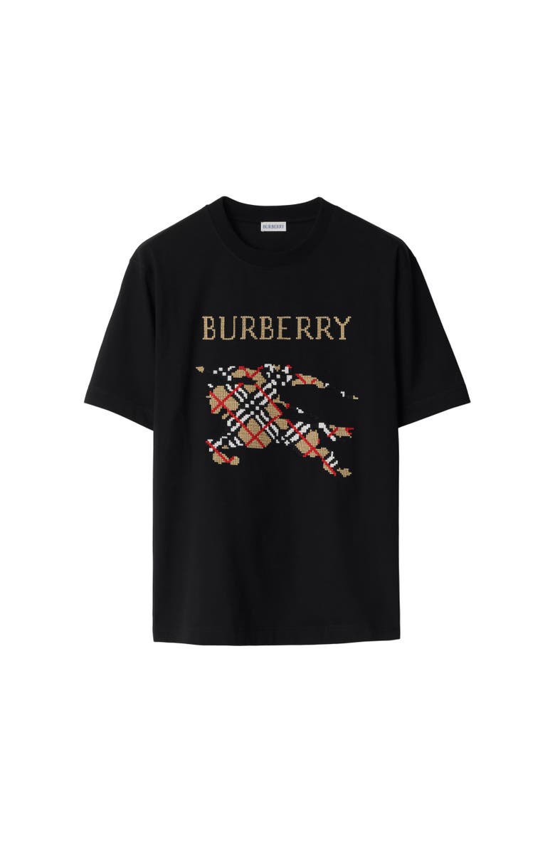 Burberry Cross Stitch Knight Cotton T-shirt, Alternate, color, Black