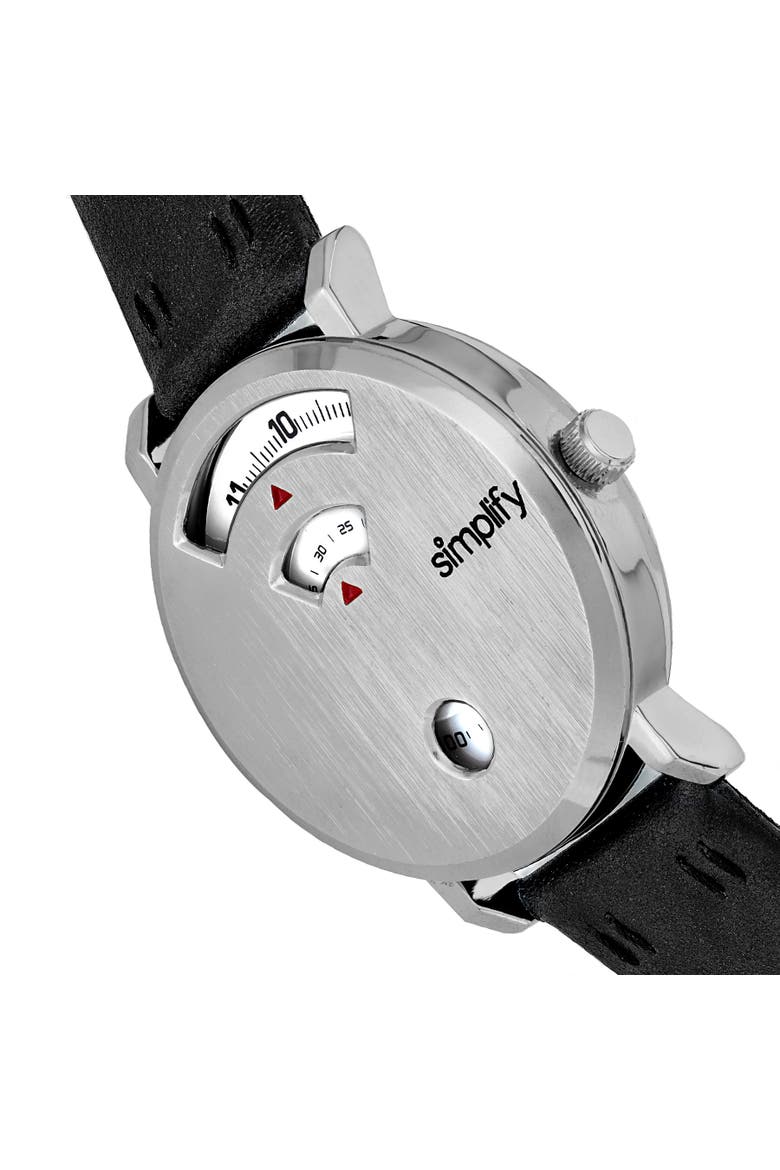 The 7000 Leather-Band Watch, Alternate, color, Silver/Black