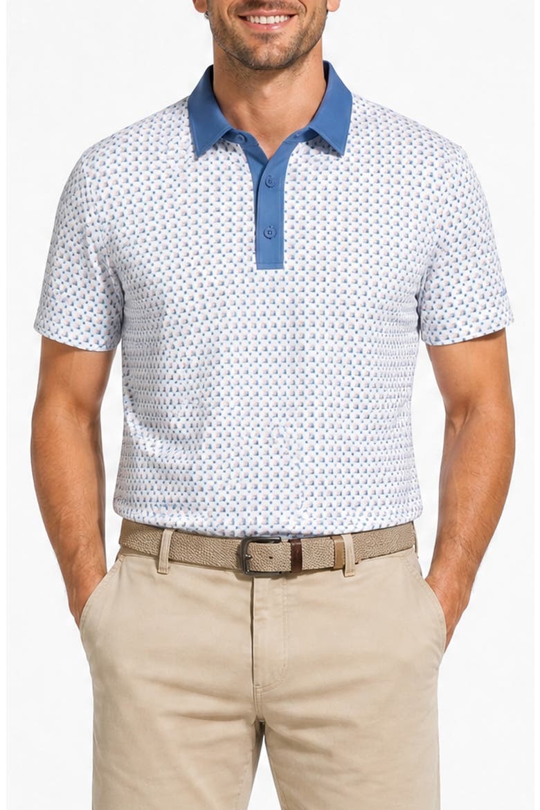 Geo Tech Jersey Golf Polo, Main, color, WHITE