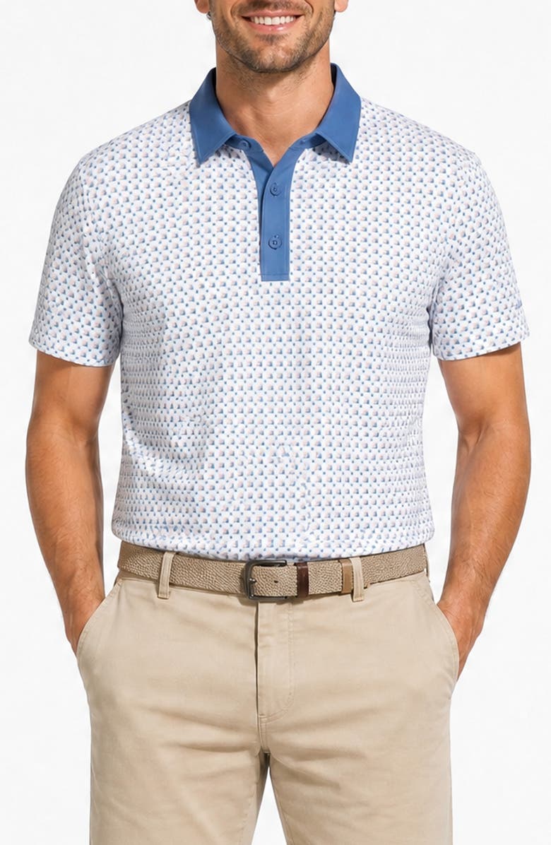 Ben Sherman Geo Tech Jersey Golf Polo, Main, color, White