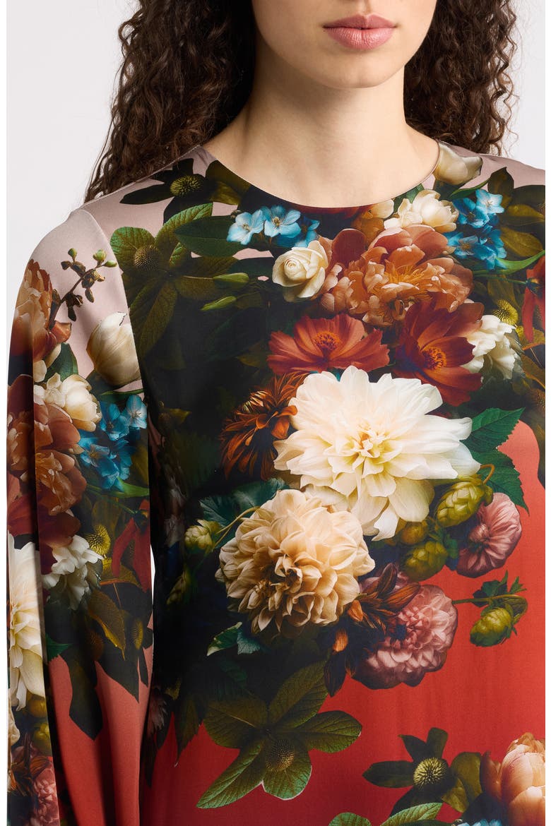 The Renata Floral Long Sleeve Silk Blend Maxi Dress, Alternate, color, MYSTICAL FORREST